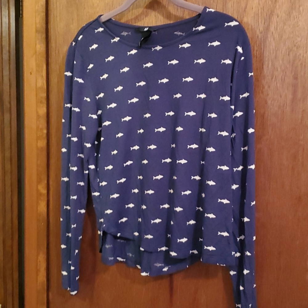 H&M Navy Shark Shirt